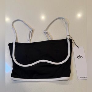 Alo Yoga Airbrush Streamlined Bra Tank – Black/White – Size XXS